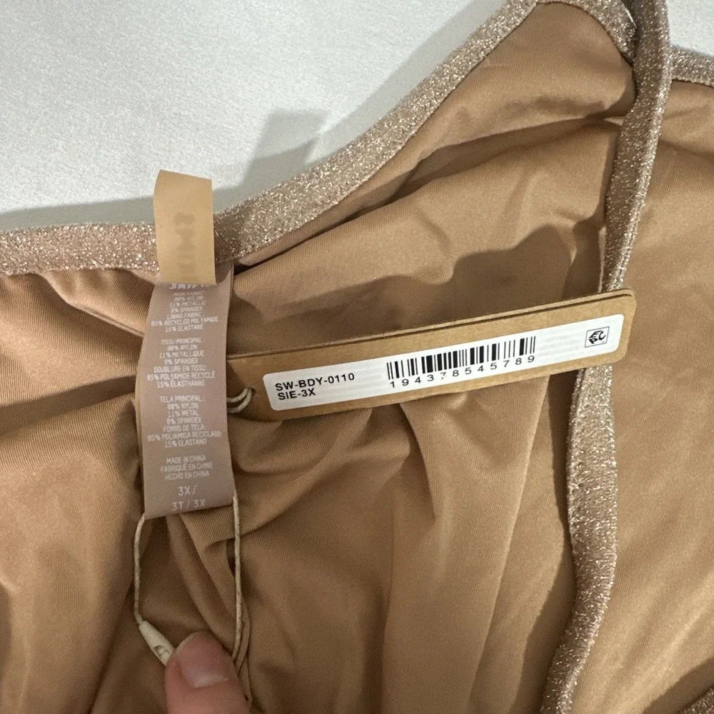 NWT $58 SKIMS [ PLUS 3X ] Glitter Swim‎ One-Piece Swimsuit in Sienna T2132
